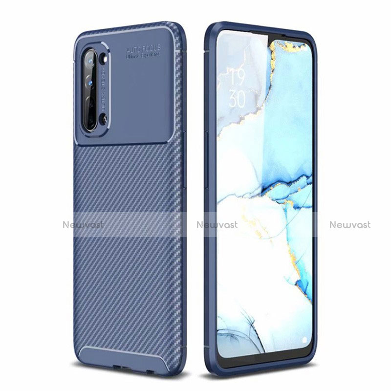 Silicone Candy Rubber TPU Twill Soft Case Cover for Oppo Reno3 Blue