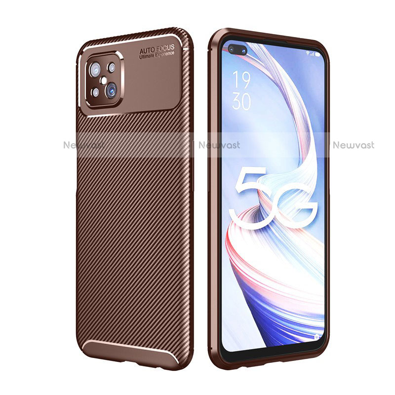 Silicone Candy Rubber TPU Twill Soft Case Cover for Oppo Reno4 Z 5G Brown