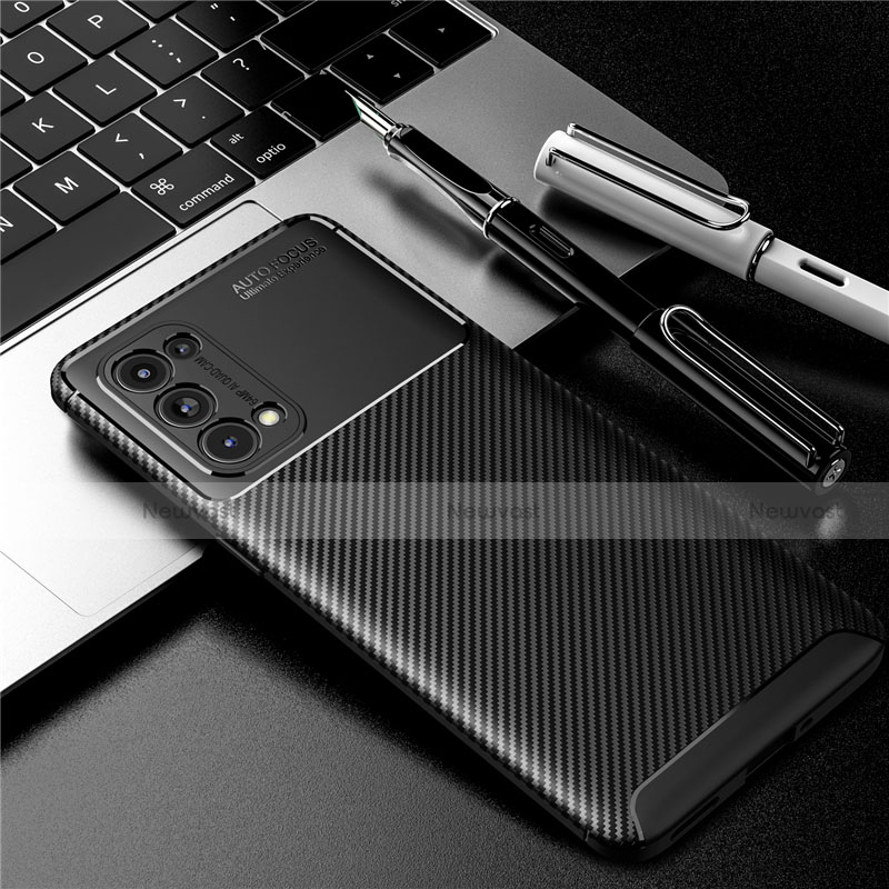 Silicone Candy Rubber TPU Twill Soft Case Cover for Oppo Reno5 Pro 5G Black