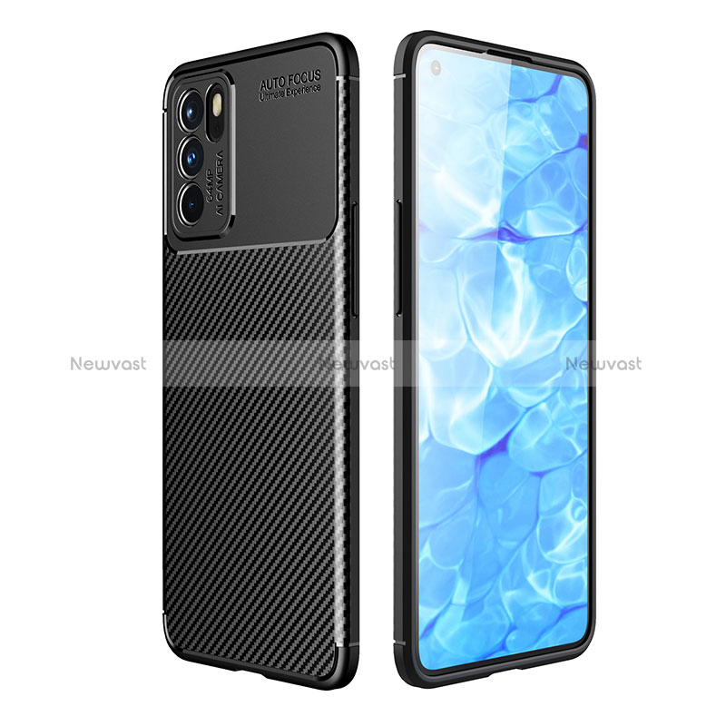 Silicone Candy Rubber TPU Twill Soft Case Cover for Oppo Reno6 5G Black