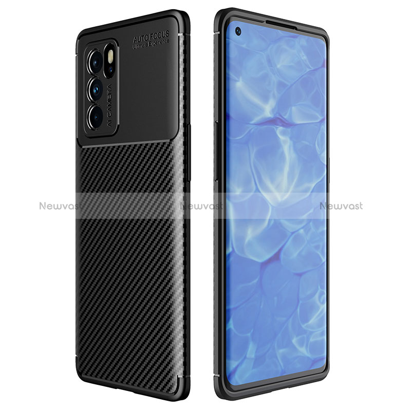 Silicone Candy Rubber TPU Twill Soft Case Cover for Oppo Reno6 Pro 5G India Black