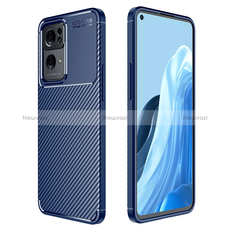 Silicone Candy Rubber TPU Twill Soft Case Cover for Oppo Reno7 Pro 5G Blue