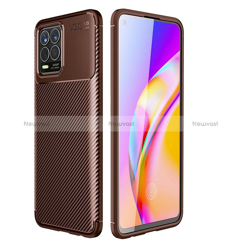 Silicone Candy Rubber TPU Twill Soft Case Cover for Realme 8 4G Brown