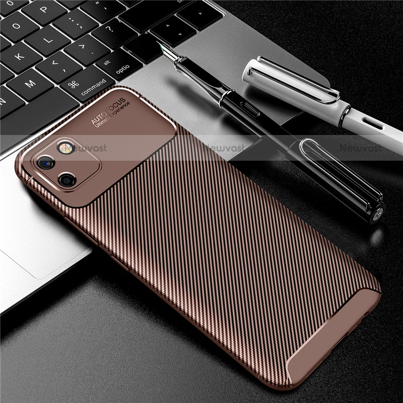 Silicone Candy Rubber TPU Twill Soft Case Cover for Realme C11 Brown