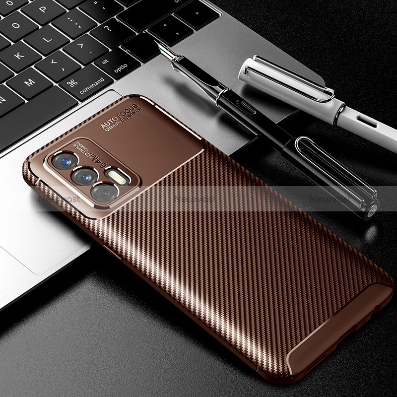 Silicone Candy Rubber TPU Twill Soft Case Cover for Realme GT Neo 2T 5G Brown