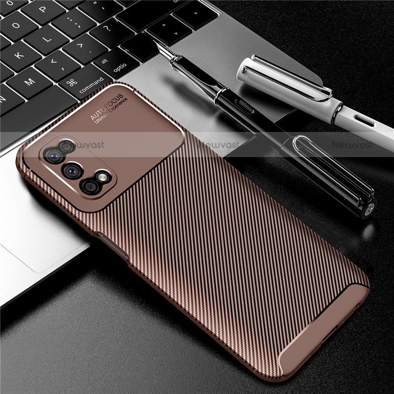 Silicone Candy Rubber TPU Twill Soft Case Cover for Realme V5 5G Brown