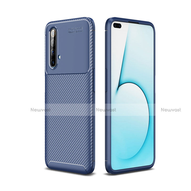 Silicone Candy Rubber TPU Twill Soft Case Cover for Realme X50t 5G Blue