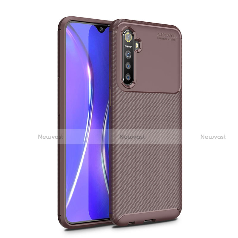 Silicone Candy Rubber TPU Twill Soft Case Cover for Realme XT Brown