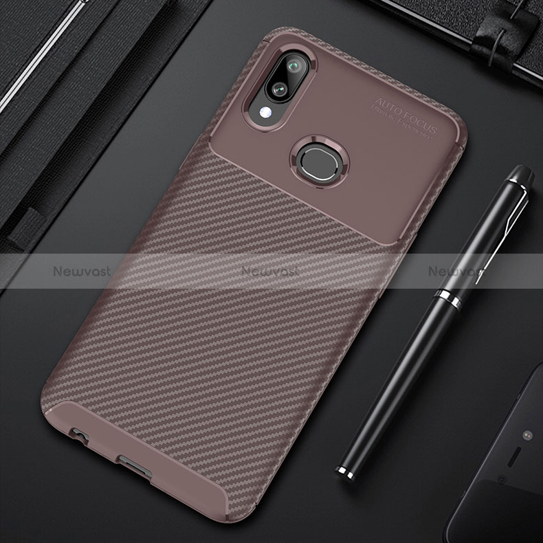 Silicone Candy Rubber TPU Twill Soft Case Cover for Samsung Galaxy A10s Brown