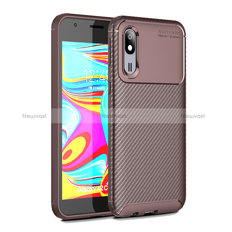 Silicone Candy Rubber TPU Twill Soft Case Cover for Samsung Galaxy A2 Core A260F A260G Brown