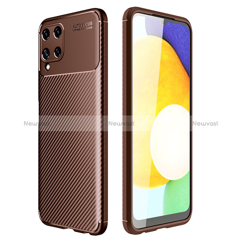Silicone Candy Rubber TPU Twill Soft Case Cover for Samsung Galaxy A22 4G Brown