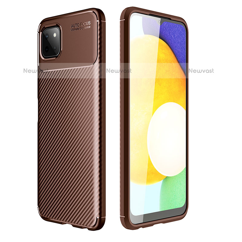 Silicone Candy Rubber TPU Twill Soft Case Cover for Samsung Galaxy A22 5G Brown