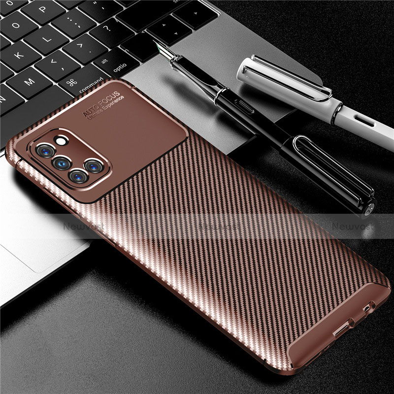 Silicone Candy Rubber TPU Twill Soft Case Cover for Samsung Galaxy A31 Brown