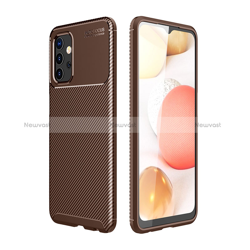 Silicone Candy Rubber TPU Twill Soft Case Cover for Samsung Galaxy A32 4G Brown