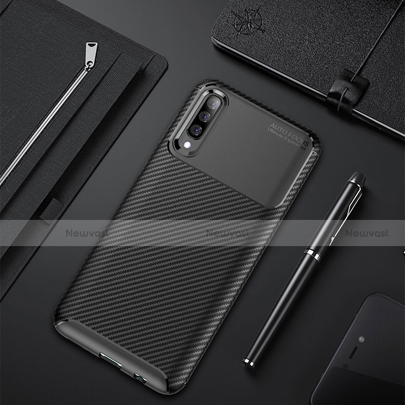 Silicone Candy Rubber TPU Twill Soft Case Cover for Samsung Galaxy A50 Black