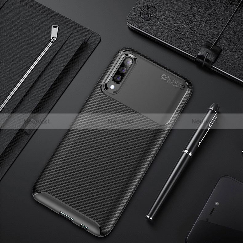 Silicone Candy Rubber TPU Twill Soft Case Cover for Samsung Galaxy A50S Black