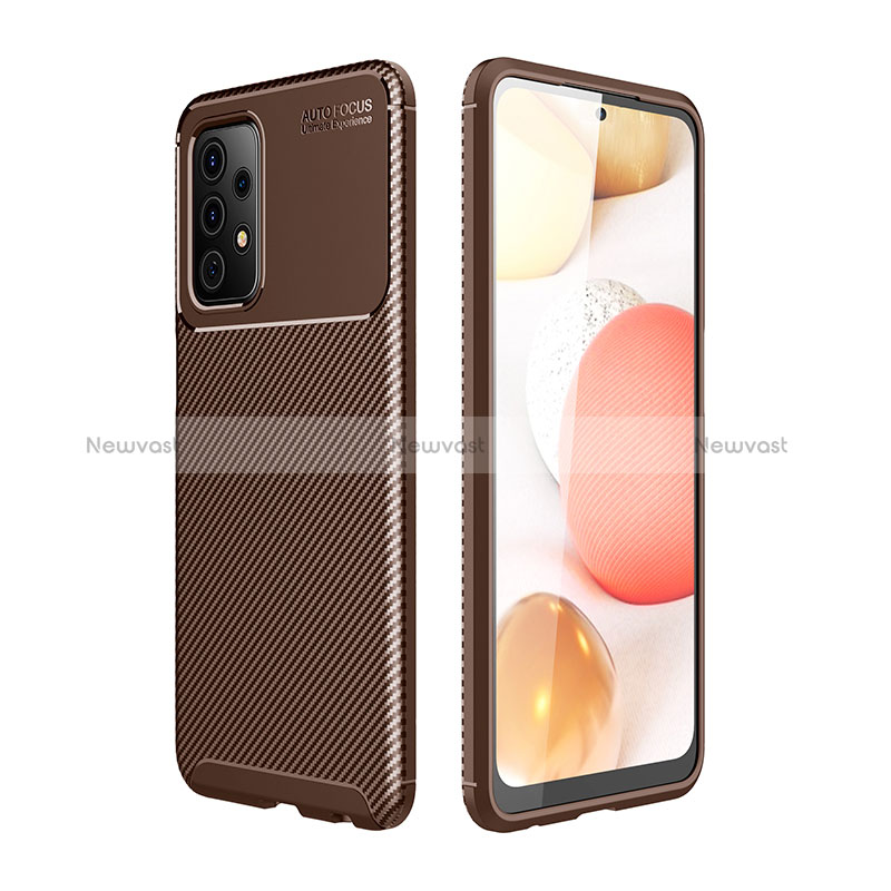 Silicone Candy Rubber TPU Twill Soft Case Cover for Samsung Galaxy A52 5G Brown