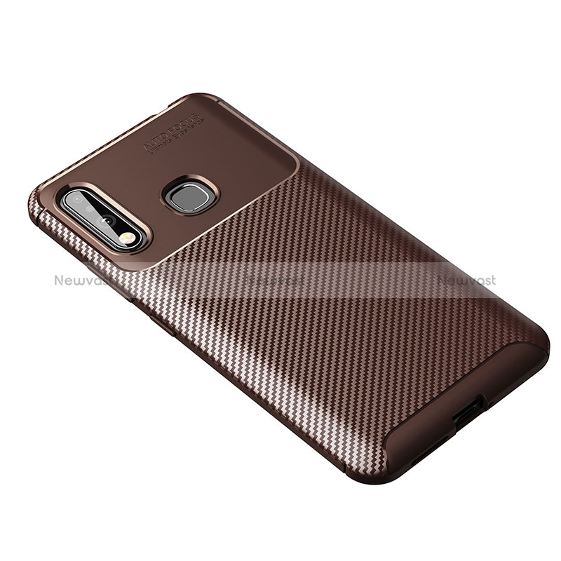 Silicone Candy Rubber TPU Twill Soft Case Cover for Samsung Galaxy A70E Brown