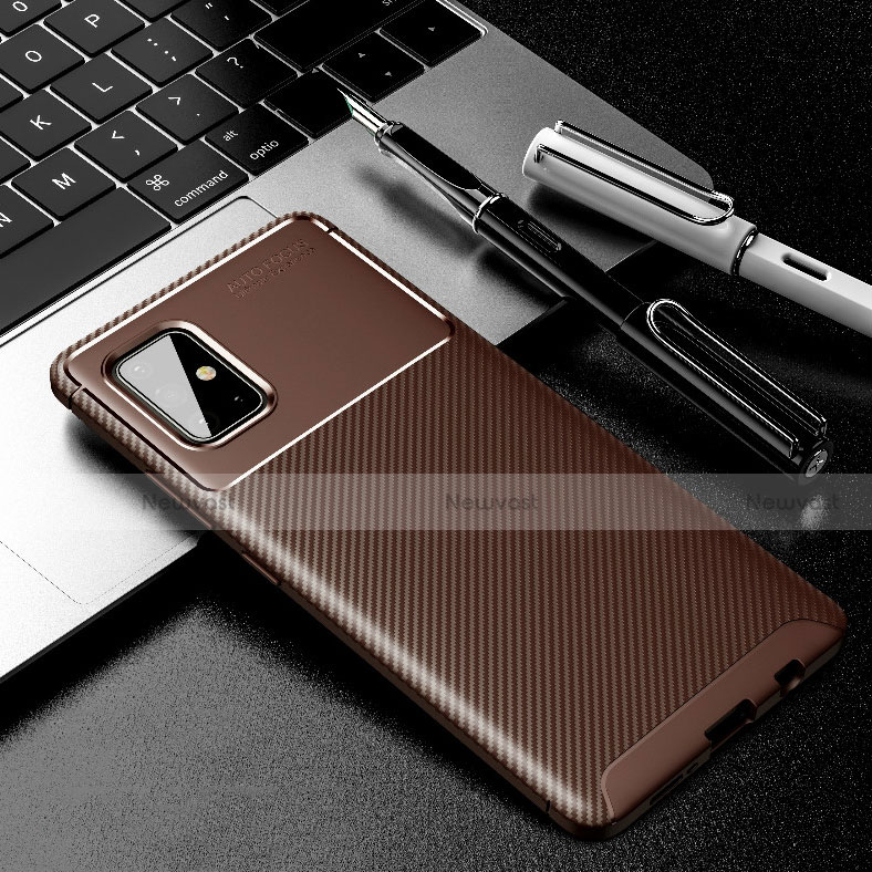 Silicone Candy Rubber TPU Twill Soft Case Cover for Samsung Galaxy A71 5G Brown