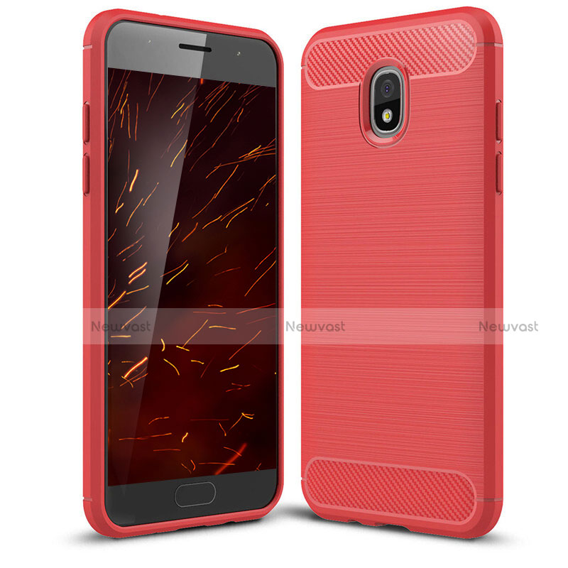 Silicone Candy Rubber TPU Twill Soft Case Cover for Samsung Galaxy Amp Prime 3 Red