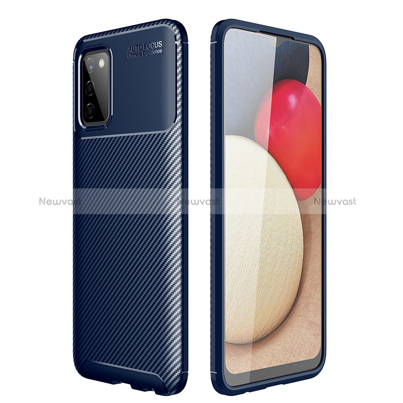 Silicone Candy Rubber TPU Twill Soft Case Cover for Samsung Galaxy F02S SM-E025F Blue