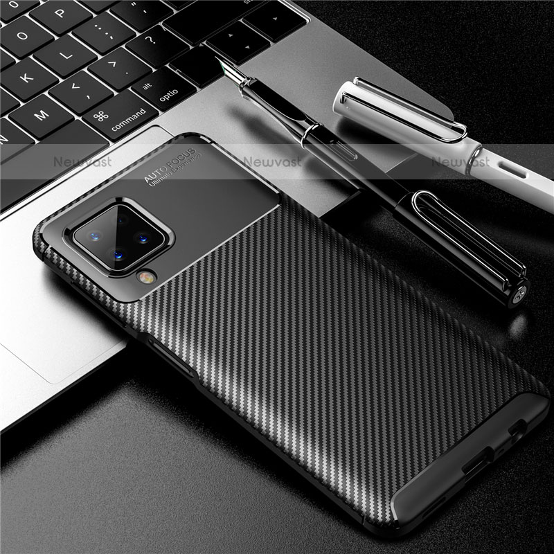 Silicone Candy Rubber TPU Twill Soft Case Cover for Samsung Galaxy F12 Black