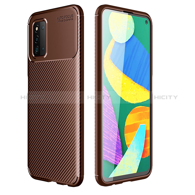 Silicone Candy Rubber TPU Twill Soft Case Cover for Samsung Galaxy F52 5G Brown