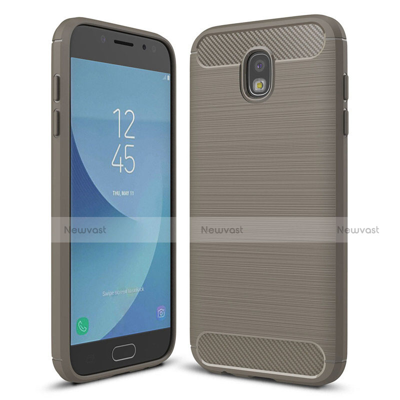 Silicone Candy Rubber TPU Twill Soft Case Cover for Samsung Galaxy J5 (2017) SM-J750F Gray