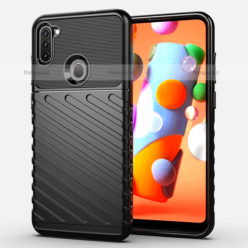 Silicone Candy Rubber TPU Twill Soft Case Cover for Samsung Galaxy M11 Black