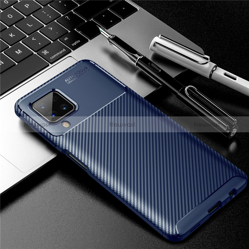 Silicone Candy Rubber TPU Twill Soft Case Cover for Samsung Galaxy M12 Blue