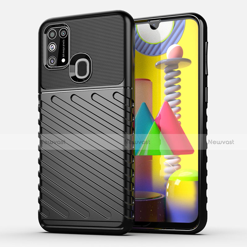 Silicone Candy Rubber TPU Twill Soft Case Cover for Samsung Galaxy M21s Black