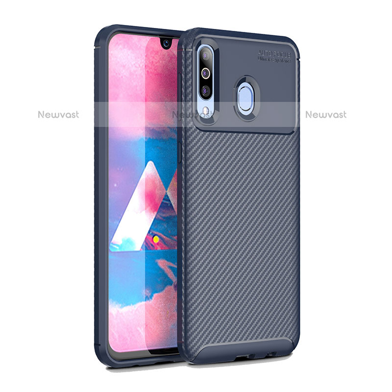 Silicone Candy Rubber TPU Twill Soft Case Cover for Samsung Galaxy M30 Blue