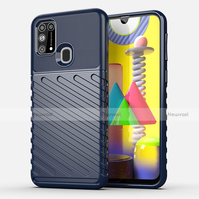 Silicone Candy Rubber TPU Twill Soft Case Cover for Samsung Galaxy M31 Blue