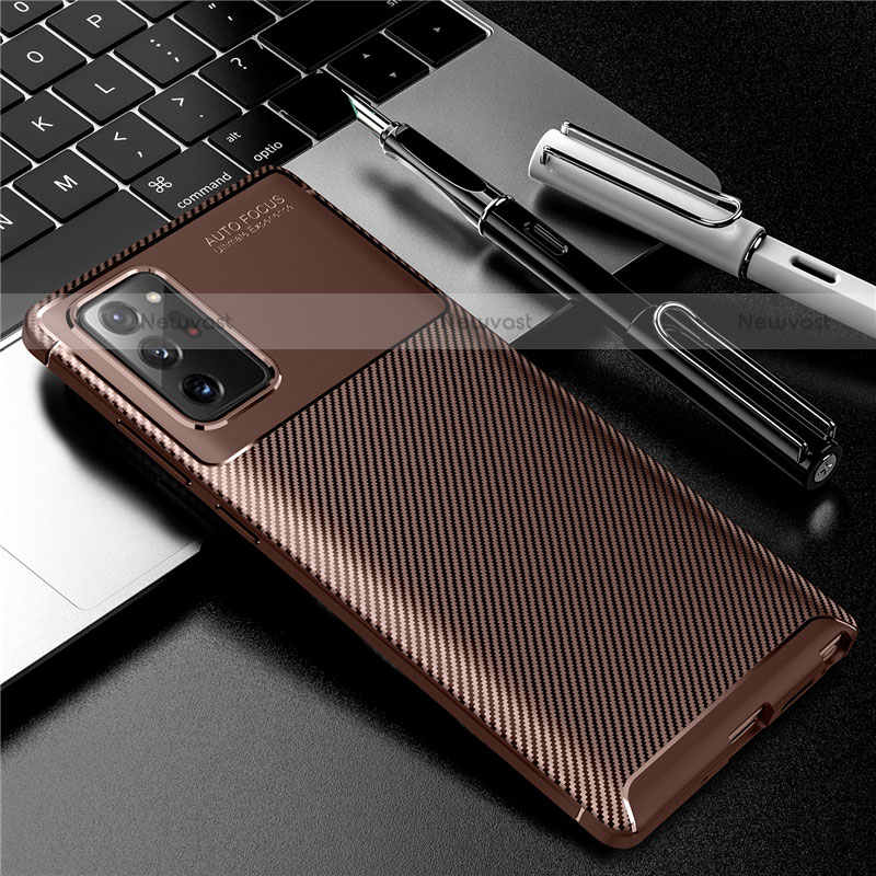 Silicone Candy Rubber TPU Twill Soft Case Cover for Samsung Galaxy Note 20 Ultra 5G Brown