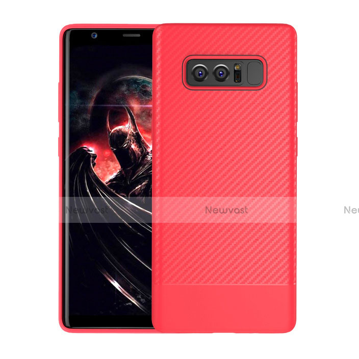 Silicone Candy Rubber TPU Twill Soft Case Cover for Samsung Galaxy Note 8 Red