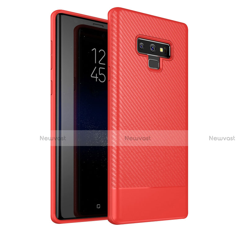 Silicone Candy Rubber TPU Twill Soft Case Cover for Samsung Galaxy Note 9 Red