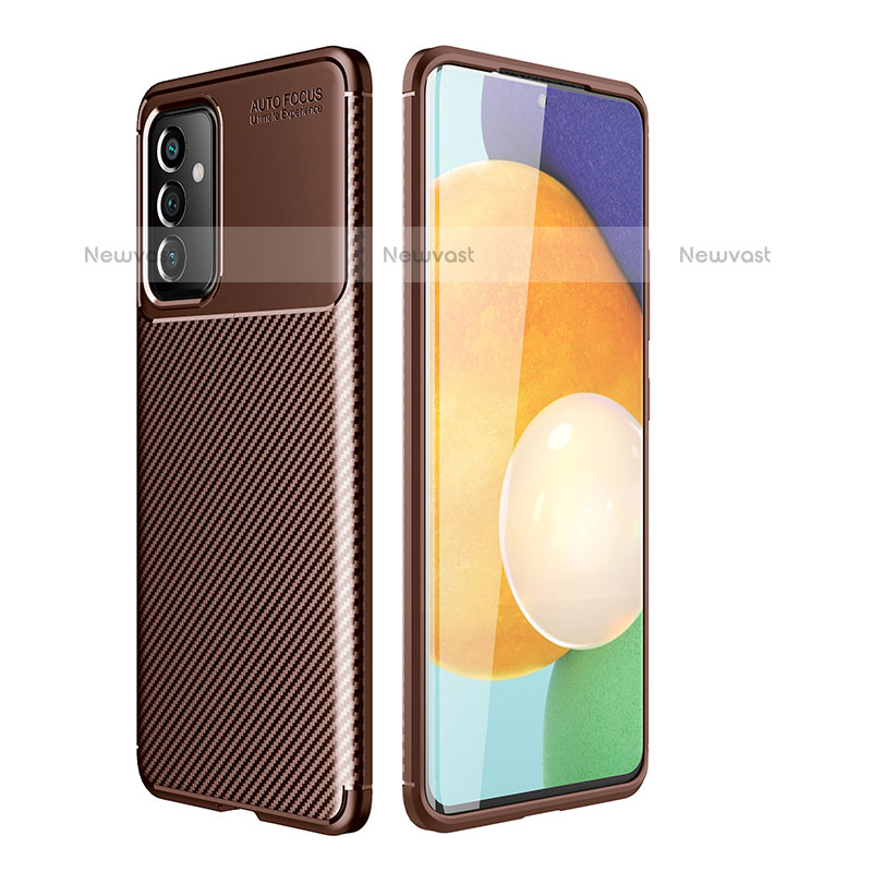 Silicone Candy Rubber TPU Twill Soft Case Cover for Samsung Galaxy Quantum2 5G Brown