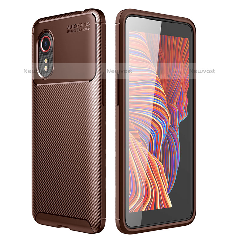 Silicone Candy Rubber TPU Twill Soft Case Cover for Samsung Galaxy XCover 5 SM-G525F Brown