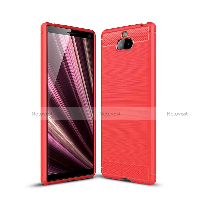 Silicone Candy Rubber TPU Twill Soft Case Cover for Sony Xperia XA3 Ultra Red