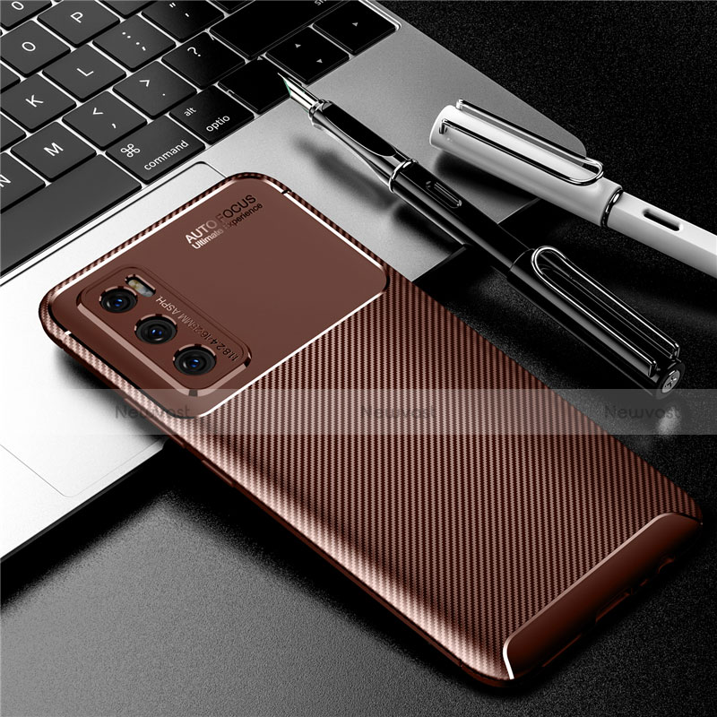 Silicone Candy Rubber TPU Twill Soft Case Cover for Vivo V20 SE Brown