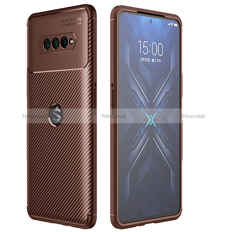 Silicone Candy Rubber TPU Twill Soft Case Cover for Xiaomi Black Shark 4 5G Brown