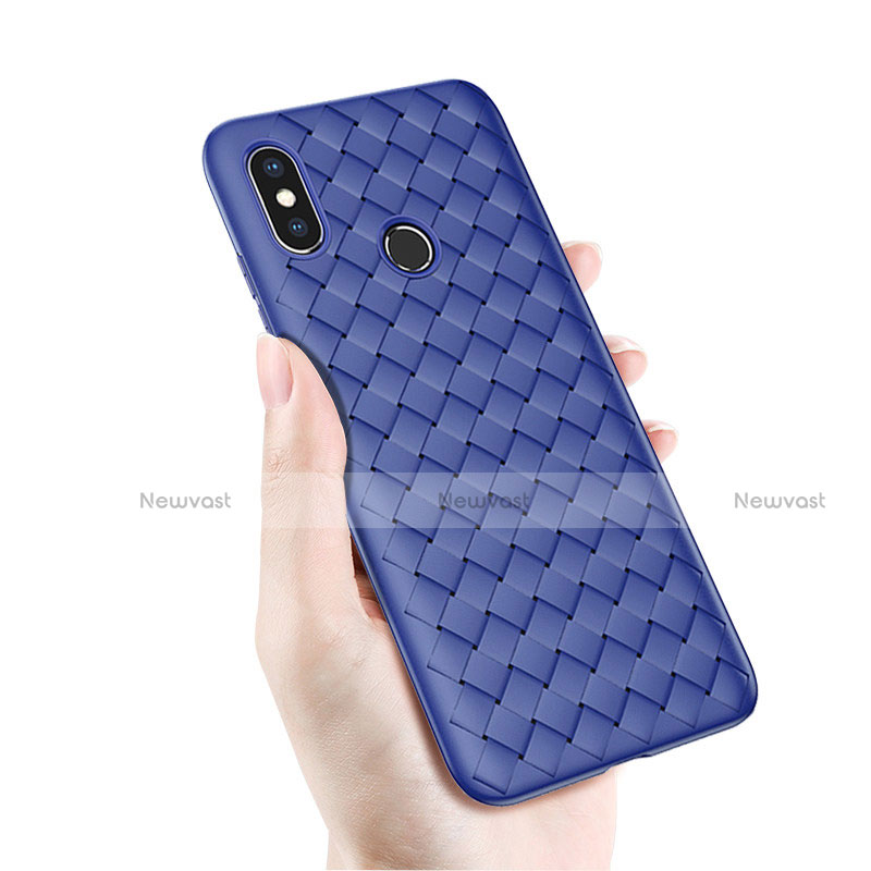 Silicone Candy Rubber TPU Twill Soft Case Cover for Xiaomi Mi 8 Blue