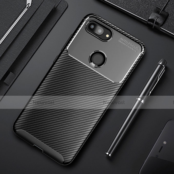 Silicone Candy Rubber TPU Twill Soft Case Cover for Xiaomi Mi 8 Lite Black