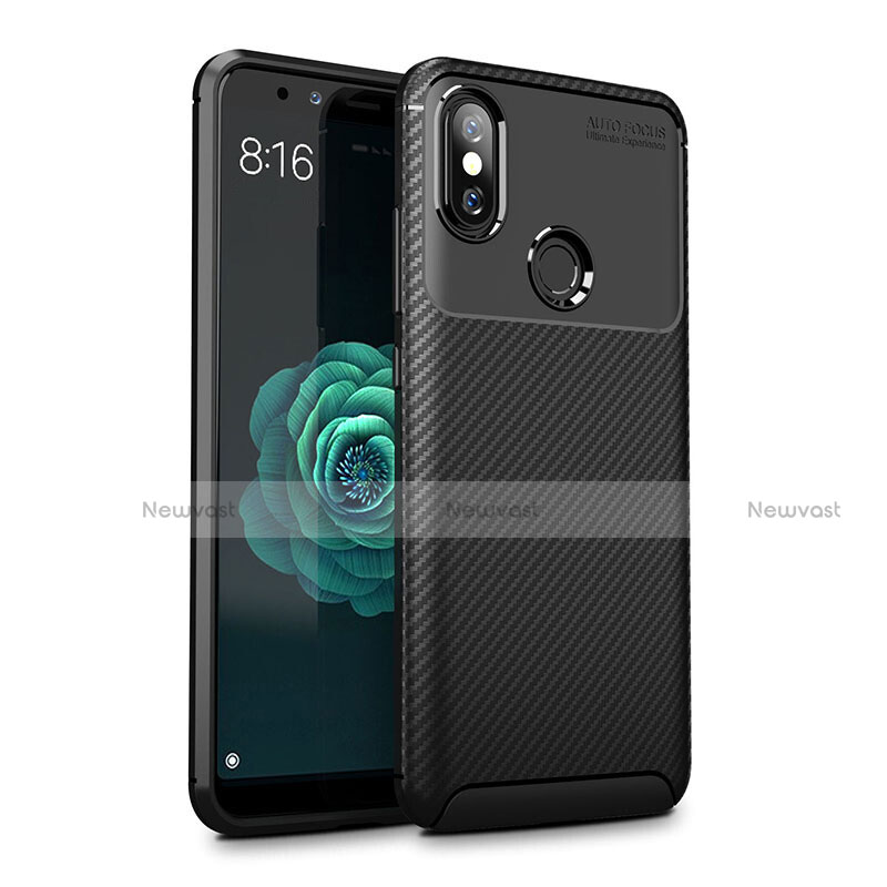 Silicone Candy Rubber TPU Twill Soft Case Cover for Xiaomi Mi A2 Lite Black