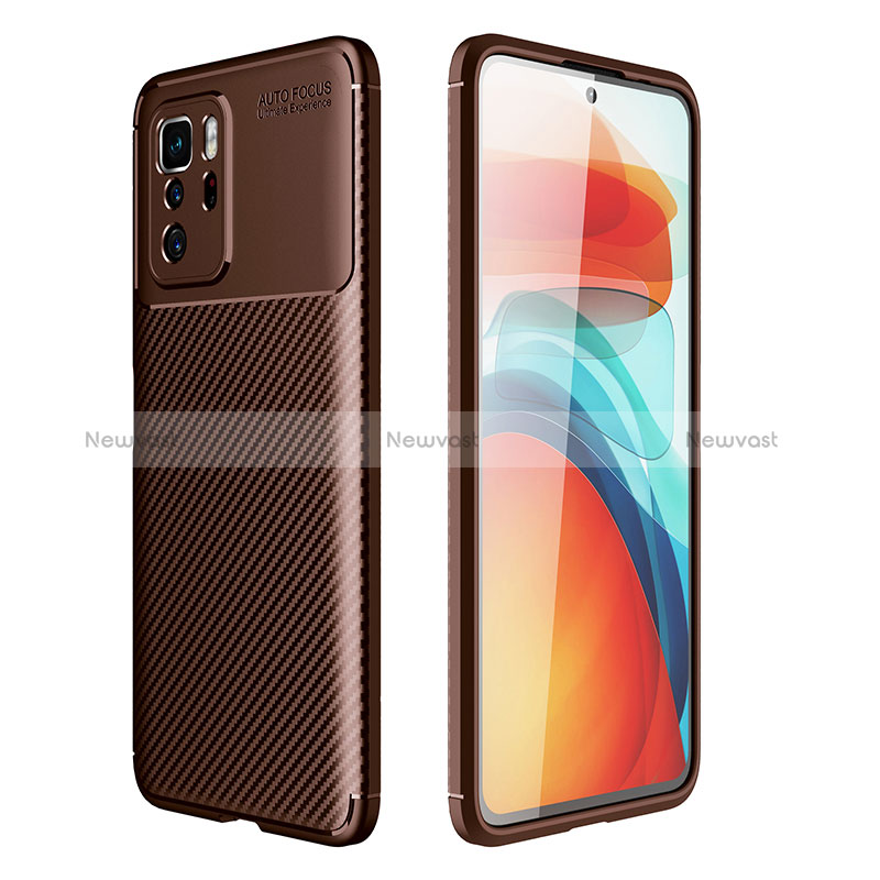 Silicone Candy Rubber TPU Twill Soft Case Cover for Xiaomi Poco X3 GT 5G Brown