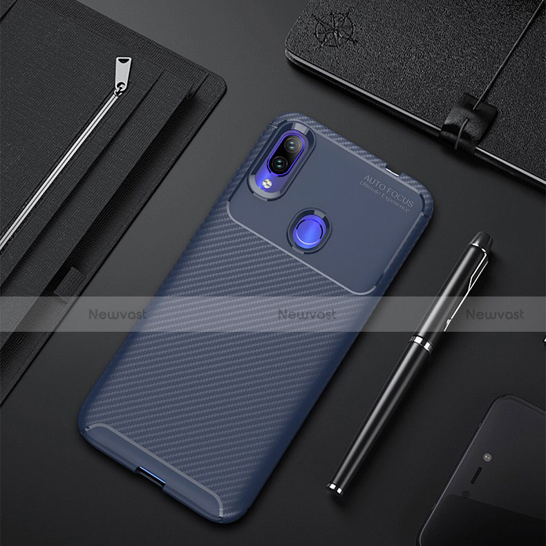 Silicone Candy Rubber TPU Twill Soft Case Cover for Xiaomi Redmi 7 Blue