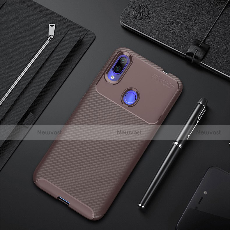 Silicone Candy Rubber TPU Twill Soft Case Cover for Xiaomi Redmi 7 Brown