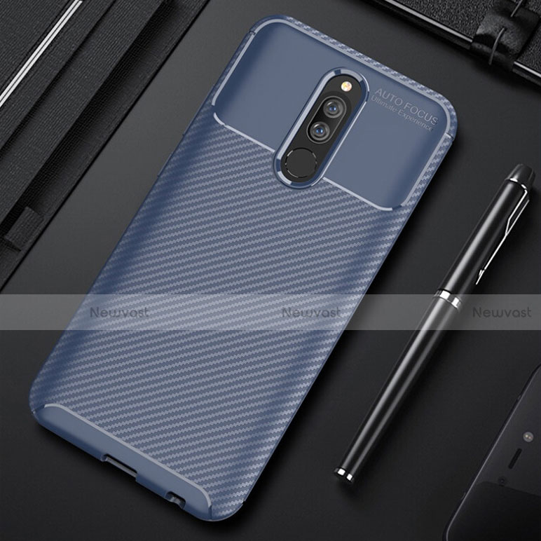 Silicone Candy Rubber TPU Twill Soft Case Cover for Xiaomi Redmi 8 Blue