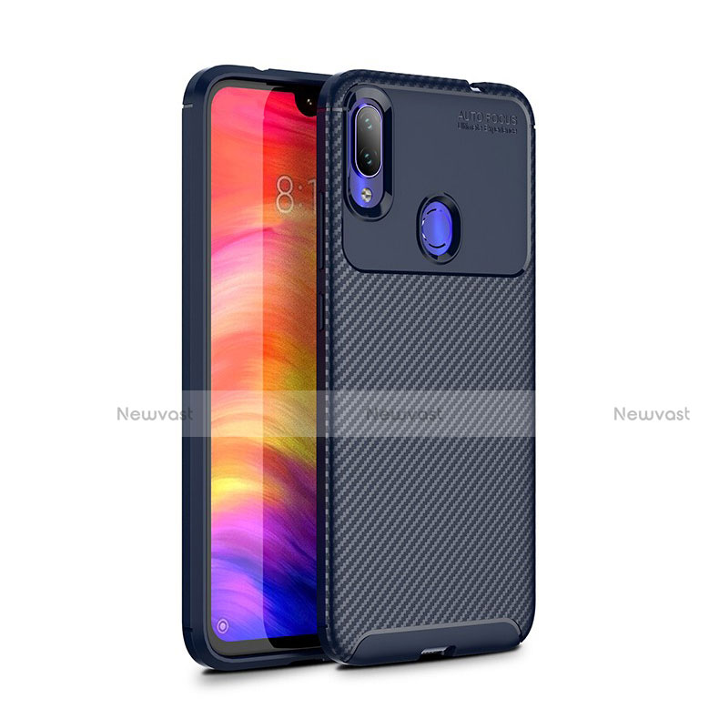 Silicone Candy Rubber TPU Twill Soft Case Cover for Xiaomi Redmi Note 7 Pro Blue