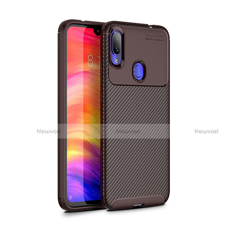 Silicone Candy Rubber TPU Twill Soft Case Cover for Xiaomi Redmi Note 7 Pro Brown